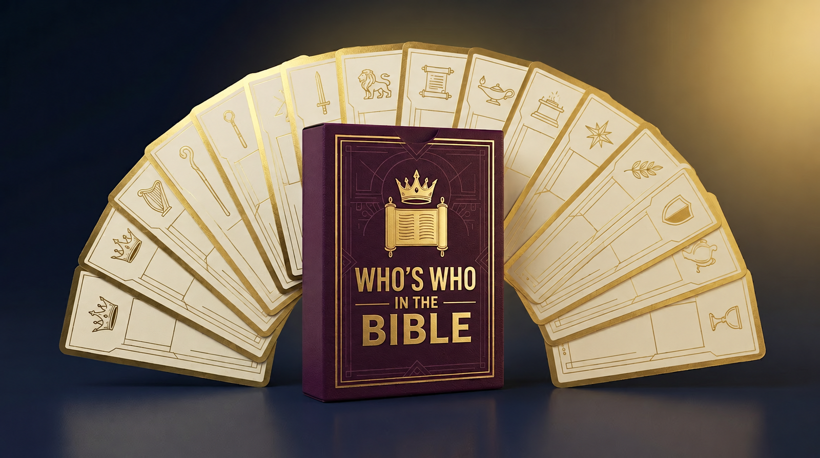 Cream and gold Bible character cards